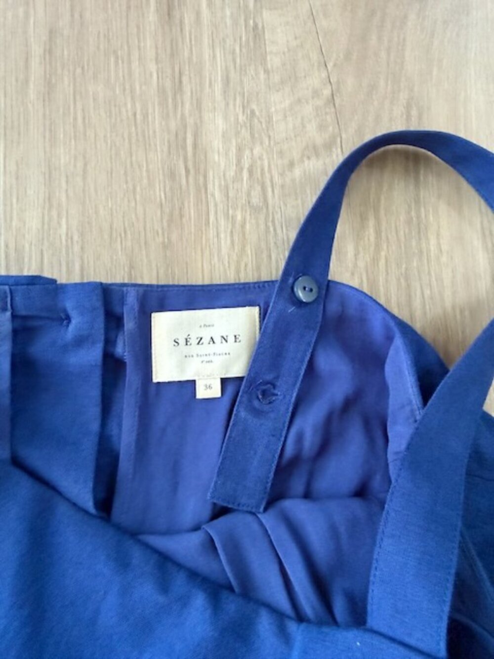 Sezane Blue Linen Tiered Mini Dress Sz 36 - Picture 3 of 8